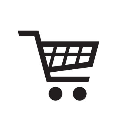 Shopping cart black icon flat design. Trolley supermarket basket isolated vector icon.のイラスト素材