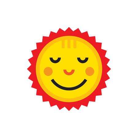 Sun icon vector illustration in flat style design. Summer holiday concept sin. Funny cartoon.のイラスト素材