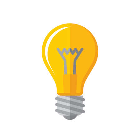 Lightbulb. Concept icon vector illustration in flat style design. Creative idea inspiration symbol. Electric lamp creative sign.のイラスト素材