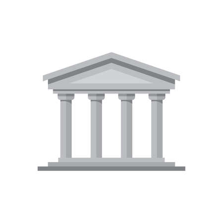 Bank building concept icon vector illustration in flat style design. Ancient temple architecture creative logo sign. Administration government house symbol. Real estate emblem.のイラスト素材