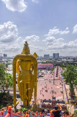 KUALA LAMPUR, MALAYSIA - DECEMBER 18, 2018: Lord Murugan's statue, Batu cave, Malaysia, dedicated to Tamil God Lord Murugan, Cave was built in 1920.のeditorial素材