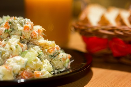 Russian traditional salad, closeupの写真素材
