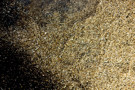 Gold dust on black background. Christmas decoration