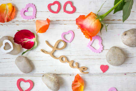 Valentine's day background - hearts, cloves and Love letters