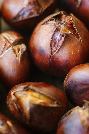 Organic Roasted chestnuts, healthy and delicious food.の写真素材