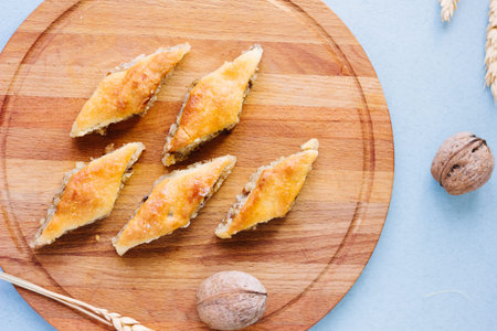 Turkish baklava made from nuts over easter table