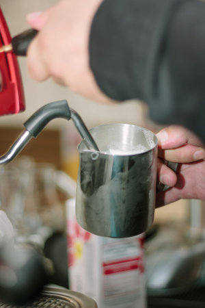 Barista making cappuccinoの写真素材