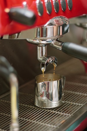 Process of making coffee drink by barista.の写真素材