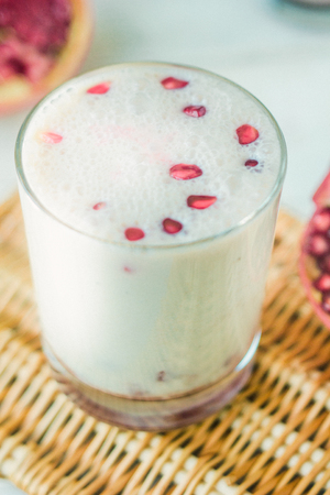 Indian dessert - lassi with pomegranateの写真素材