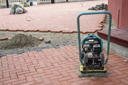 Sidewald or pavement costruction with the red bricks