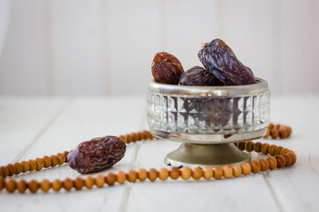 Iftar. Dates fruits for Iftar opening during Holy Month Ramadanの写真素材