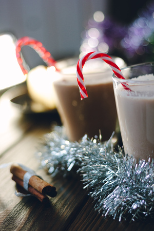 Christmas eggnog - egg and milk punch ready to drinkの写真素材