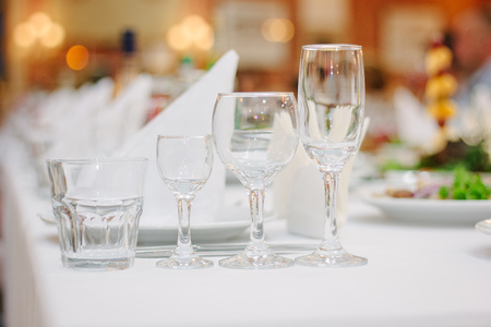 Glass at christmas tableの写真素材