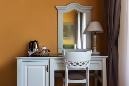 Working room with writing desk in a hotel