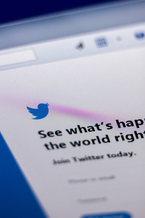 Ryazan, Russia - March 01, 2018 - Official page of Twitter on a display of PC, web adress - twitter.com.のeditorial素材
