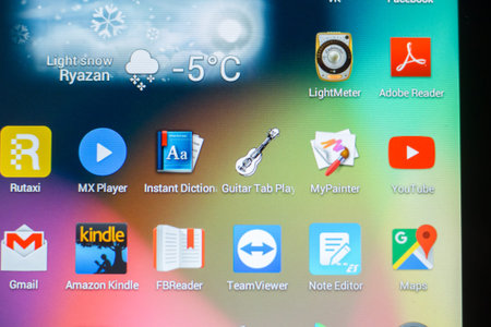 Ryazan, Russia - March 21, 2018 - Icons of mobile apps on a display of tablet.
