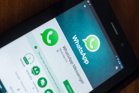 Ryazan, Russia - March 21, 2018 - WhatsApp app on a display of tablet PC.