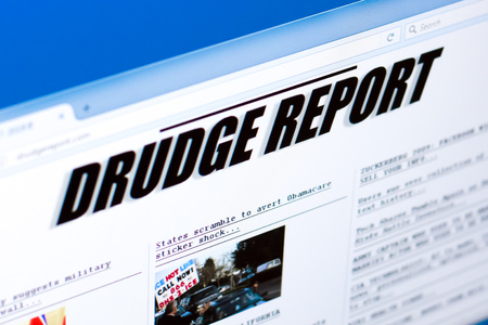 Photo for Ryazan, Russia - March 28, 2018 - Homepage of Drudge Report website on a display of PC, web adress - drudgereport.com - Royalty Free Image