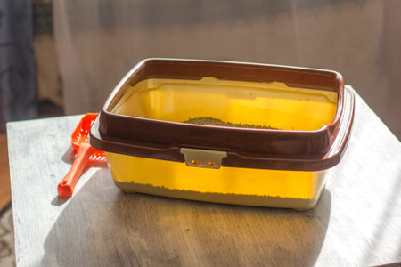 A cat toilet brown and yellow color