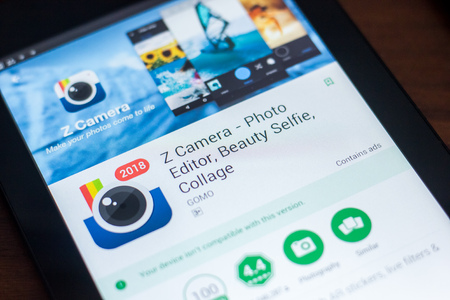 Ryazan, Russia - March 21, 2018 - Z Camera mobile app on the display of tablet PCのeditorial素材