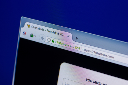 Ryazan, Russia - April 16, 2018 - Homepage of Chaturbate website on the display of PC, url - chaturbate.comのeditorial素材