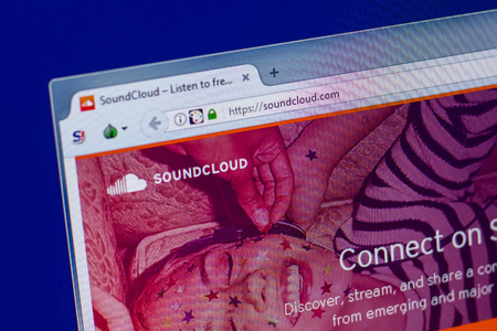 Ryazan, Russia - April 16, 2018 - Homepage of SoundCloud service on the display of PC, url - soundcloud.comのeditorial素材