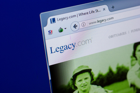 Ryazan, Russia - April 16, 2018 - Homepage of Legacy website on the PC display, url - legacy.comのeditorial素材