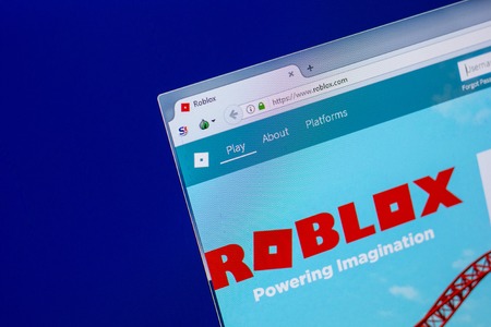 Ryazan, Russia - April 16, 2018 - Homepage of Roblox website on the display of PC, url - roblox.comのeditorial素材