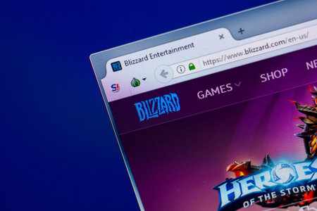 Ryazan, Russia - April 16, 2018 - Homepage of Blizzard website on the display of PC, url -...