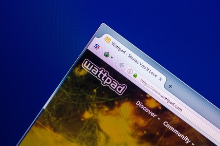 Ryazan, Russia - April 29, 2018: Homepage of Wattpad.com website on the display of PC, url - Wattpad.comのeditorial素材