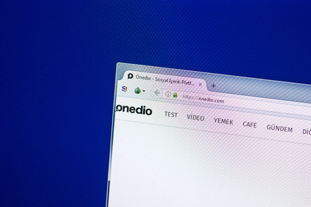 Ryazan, Russia - April 29, 2018: Homepage of Onedio website on the display of PC, url - Onedio.comのeditorial素材