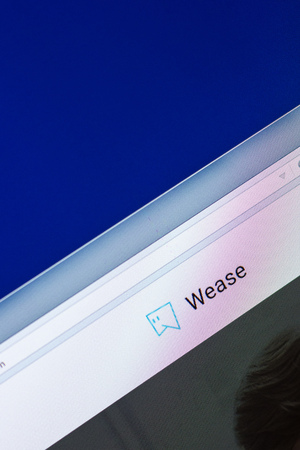 Ryazan, Russia - April 29, 2018: Homepage of Wease website on the display of PC, url - Wease.im.のeditorial素材