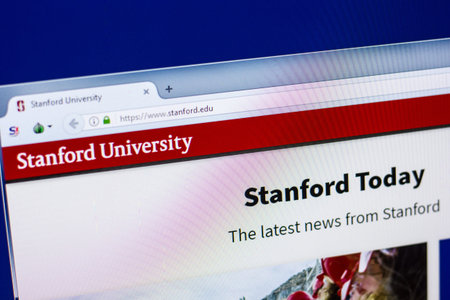 Ryazan, Russia - April 29, 2018: Homepage of Stanford University website on the display of PC, url -...