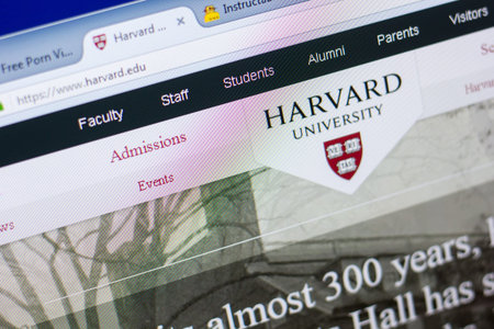 Ryazan, Russia - May 08, 2018: Harvard website on the display of PC, url - Harvard