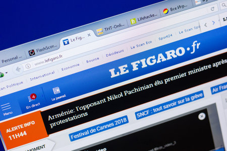 Ryazan, Russia - May 08, 2018: Lefigaro website on the display of PC, url - Lefigaro.fr
