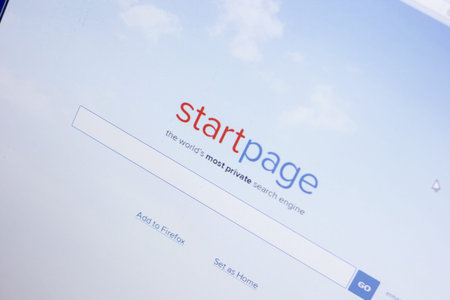 Ryazan, Russia - May 08, 2018: StartPage website on the display of PC, url - StartPage.com