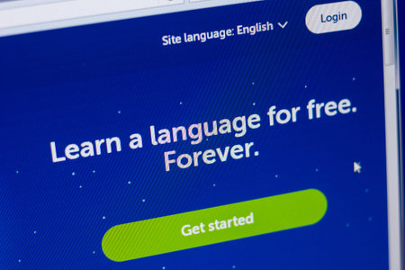 Ryazan, Russia - May 08, 2018: DuoLingo website on the display of PC, url - DuoLingo.com