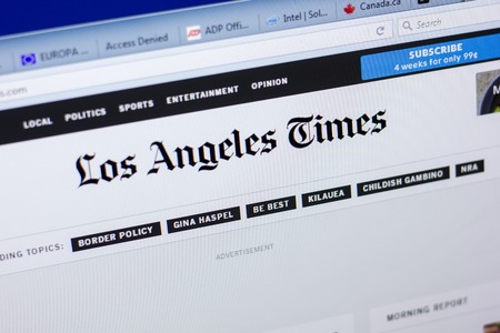 Ryazan, Russia - May 08, 2018: LAtimes website on the display of PC, url - LAtimes.comのeditorial素材