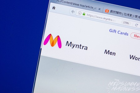 Ryazan, Russia - May 13, 2018: Myntra website on the display of PC, url - Myntra.comのeditorial素材