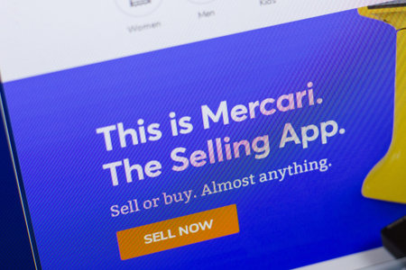 Ryazan, Russia - May 13, 2018: Mercari website on the display of PC, url - Mercari.com