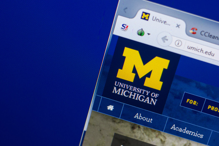 Ryazan, Russia - May 13, 2018: University of Michigan website on the display of PC, url - Umich.eduのeditorial素材