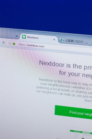 Ryazan, Russia - May 13, 2018: Nextdoor website on the display of PC, url - Nextdoor.com