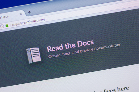 Ryazan, Russia - May 13, 2018: Read the Docs website on the display of PC, url - Readthedocs.orgのeditorial素材