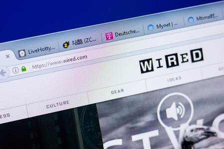 Ryazan, Russia - May 20, 2018: Homepage of Wired website on the display of PC, url - Wired.comのeditorial素材