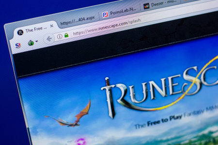 Ryazan, Russia - May 20, 2018: Homepage of RuneScape website on the display of PC, url -...