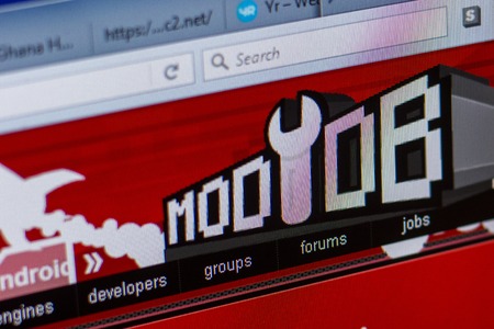 Ryazan, Russia - May 20, 2018: Homepage of Moddb website on the display of PC, url - Moddb.comのeditorial素材