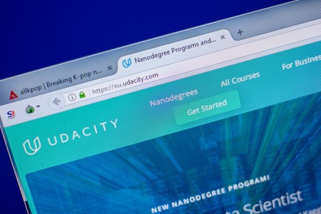 Ryazan, Russia - June 05, 2018: Homepage of UdaCity website on the display of PC, url - UdaCity.comのeditorial素材