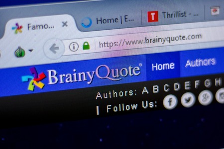 Ryazan, Russia - June 05, 2018: Homepage of BrainyQuote website on the display of PC, url - BrainyQuote.comのeditorial素材