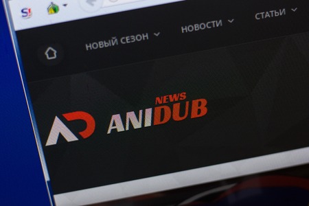 Ryazan, Russia - June 16, 2018: Homepage of Anidub website on the display of PC, url - Anidub.comのeditorial素材