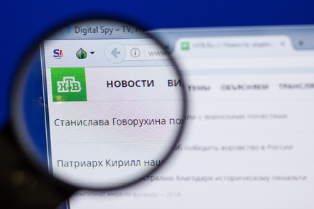 Ryazan, Russia - June 16, 2018: Homepage of NTV website on the display of PC, url - NTV.ruのeditorial素材